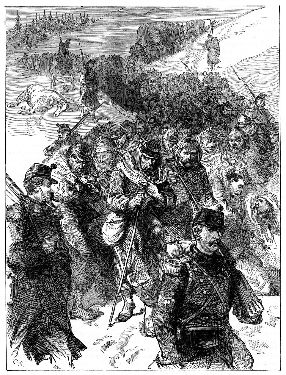 Fransk tilbagetog til Schweiz, 30. januar-1. februar 1871 c1880 af Unbekannt