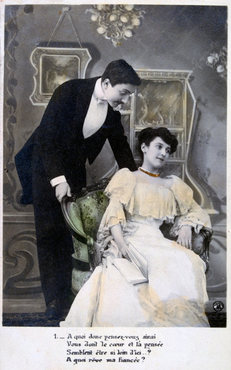 Fransk romantisk postkort, c1900 af Unbekannt
