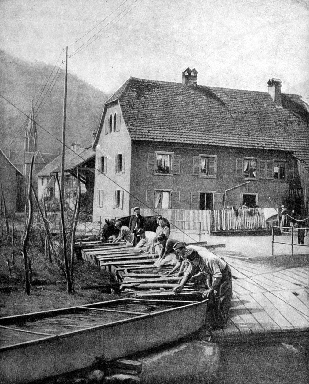 Franske soldater vasker deres vasketøj, Første Verdenskrig, 1915 af Unbekannt