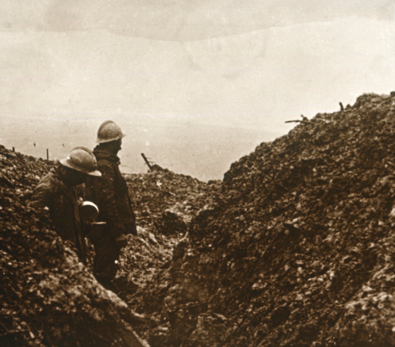 Franske soldater i skyttegravene, c1914-c1918 af Unbekannt