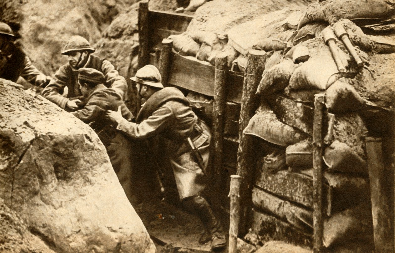 Franske soldater angreb en tysk skyttegrav, Første Verdenskrig, 1914-1918, 1933. af Unbekannt