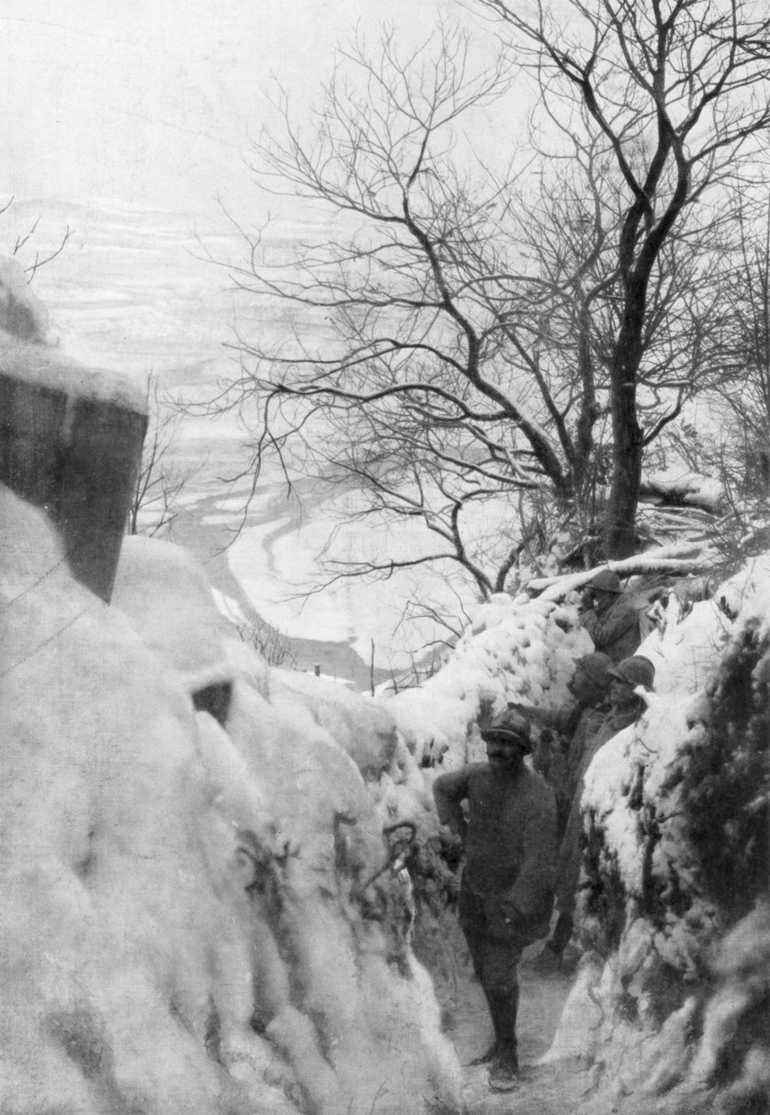 Franske skyttegrave ved Piave-floden, italiensk front, december 1917 af Unbekannt
