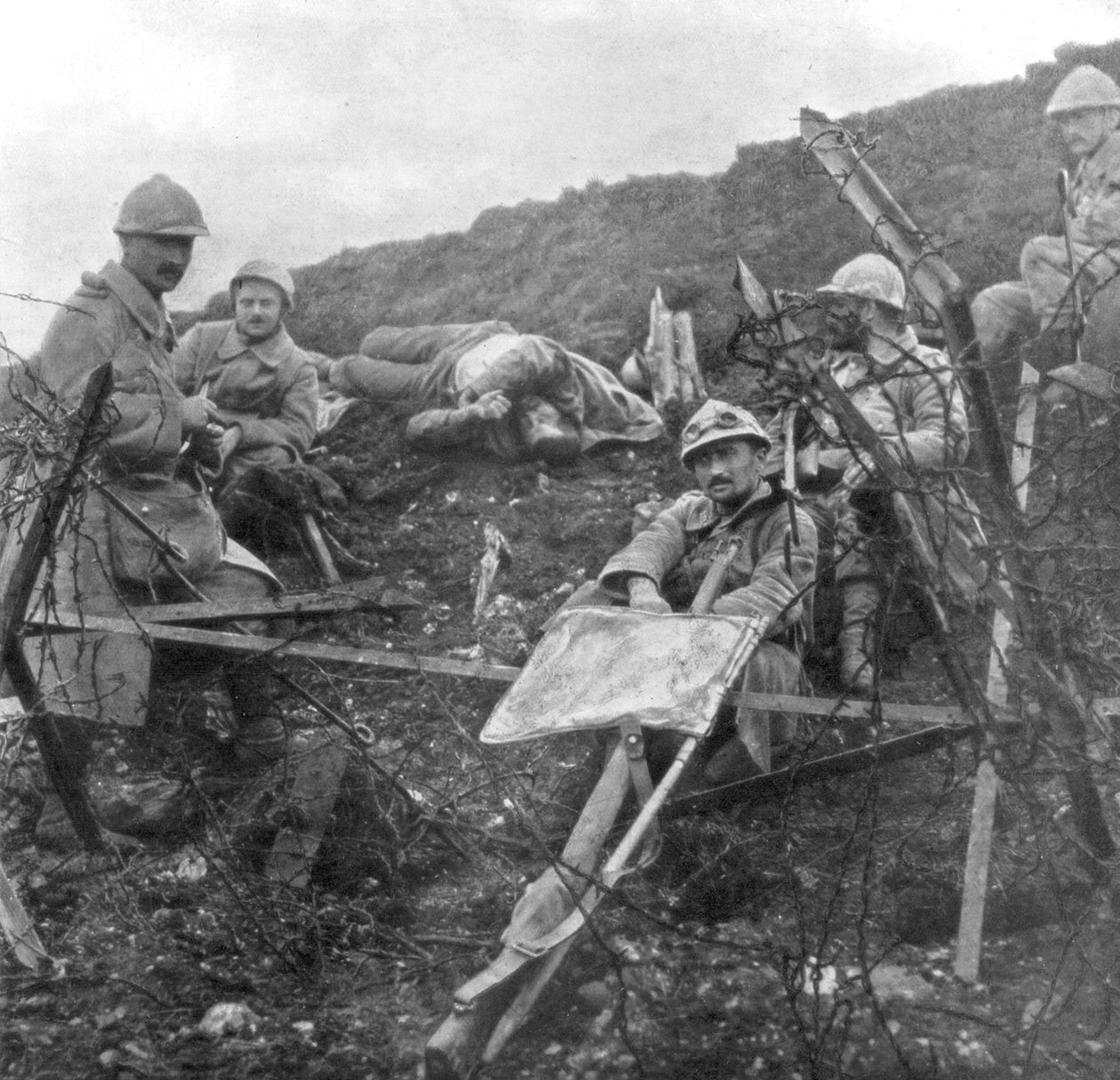 Franske tropper efter erobringen af Souchez, Pas-de-Calais, Frankrig, 28. oktober 1915 af Unbekannt