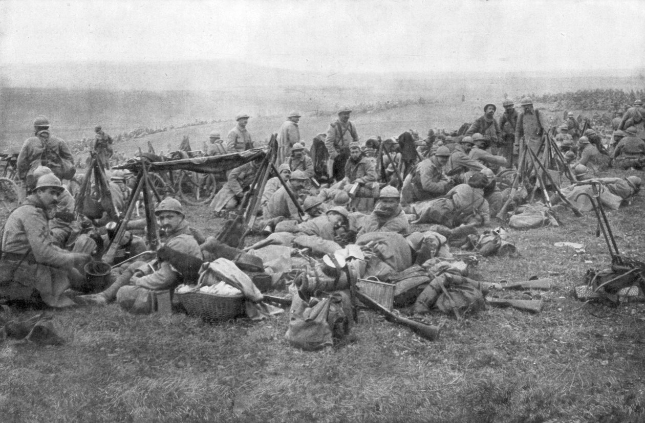 Franske tropper i hvile, Verdun, Frankrig, 1916 af Unbekannt