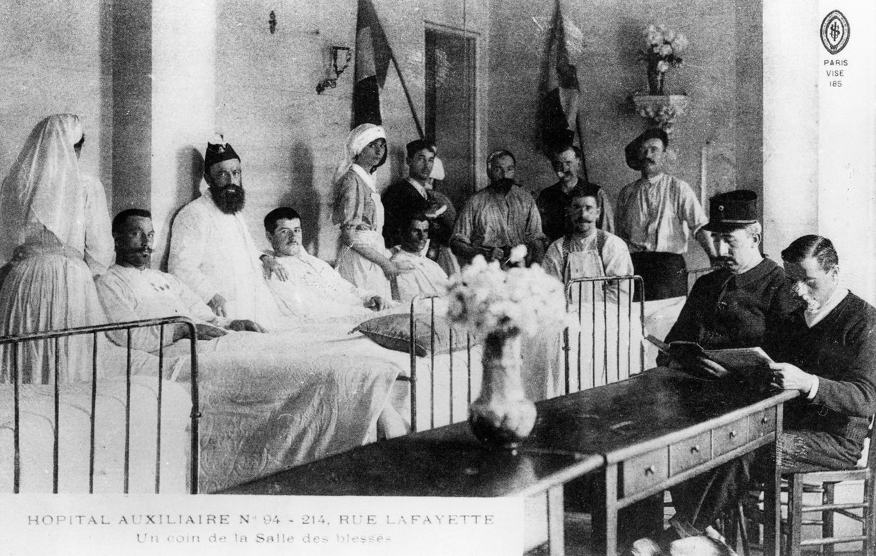 Franske sårede, hjælpehospital, Paris, Frankrig, Første Verdenskrig, 1914-1918 af Unbekannt