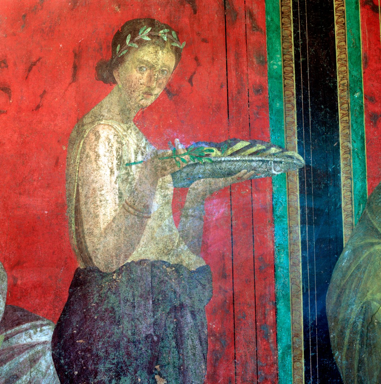 Fresco-detalje, begynde at give et tilbud, 1. århundrede f.Kr af Unbekannt