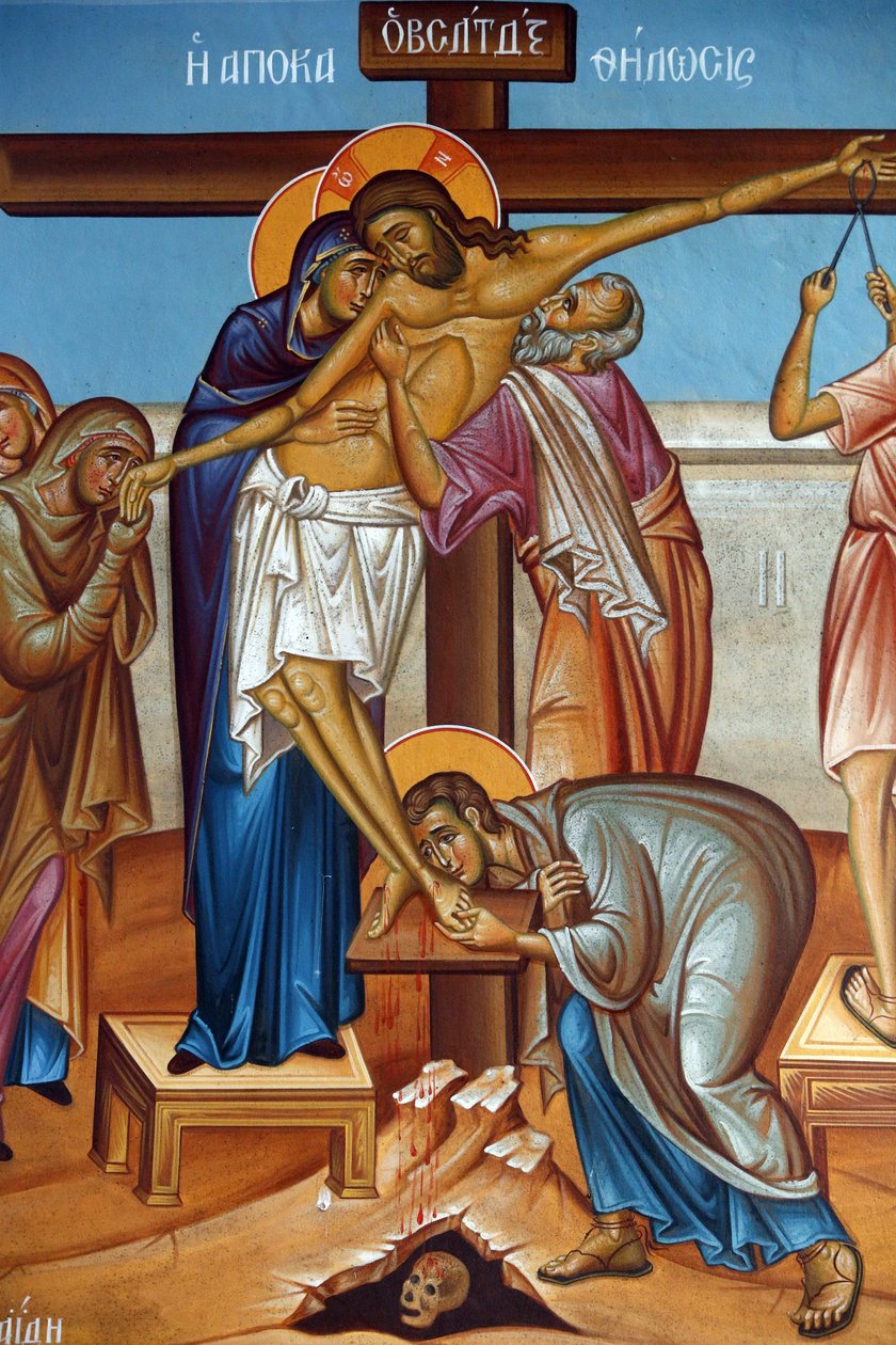Fresko i hellig kors kirke, Pedoulas. Klage om Jesus Kristus på korset, 20150510, Pedoulas, Cypern af Unbekannt
