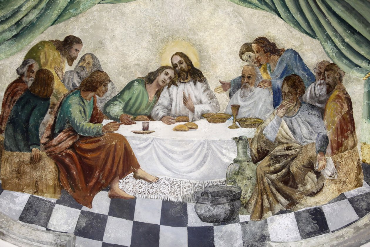 Fresko i Zollino kirke: Den sidste nadver, Zollino, Italien af Unbekannt