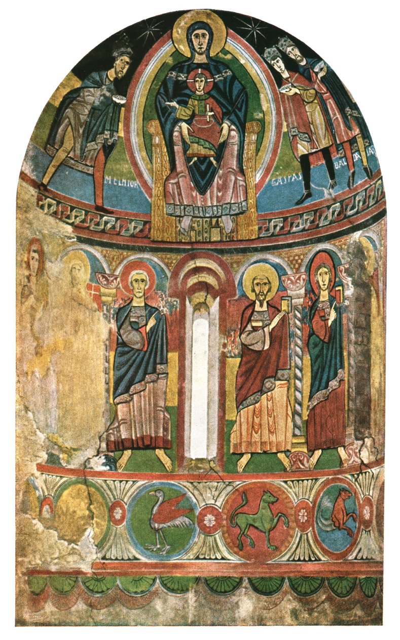 Fresco i kirken Santa Maria de Taüll, Catalonien, Spanien, 1928. af Unbekannt