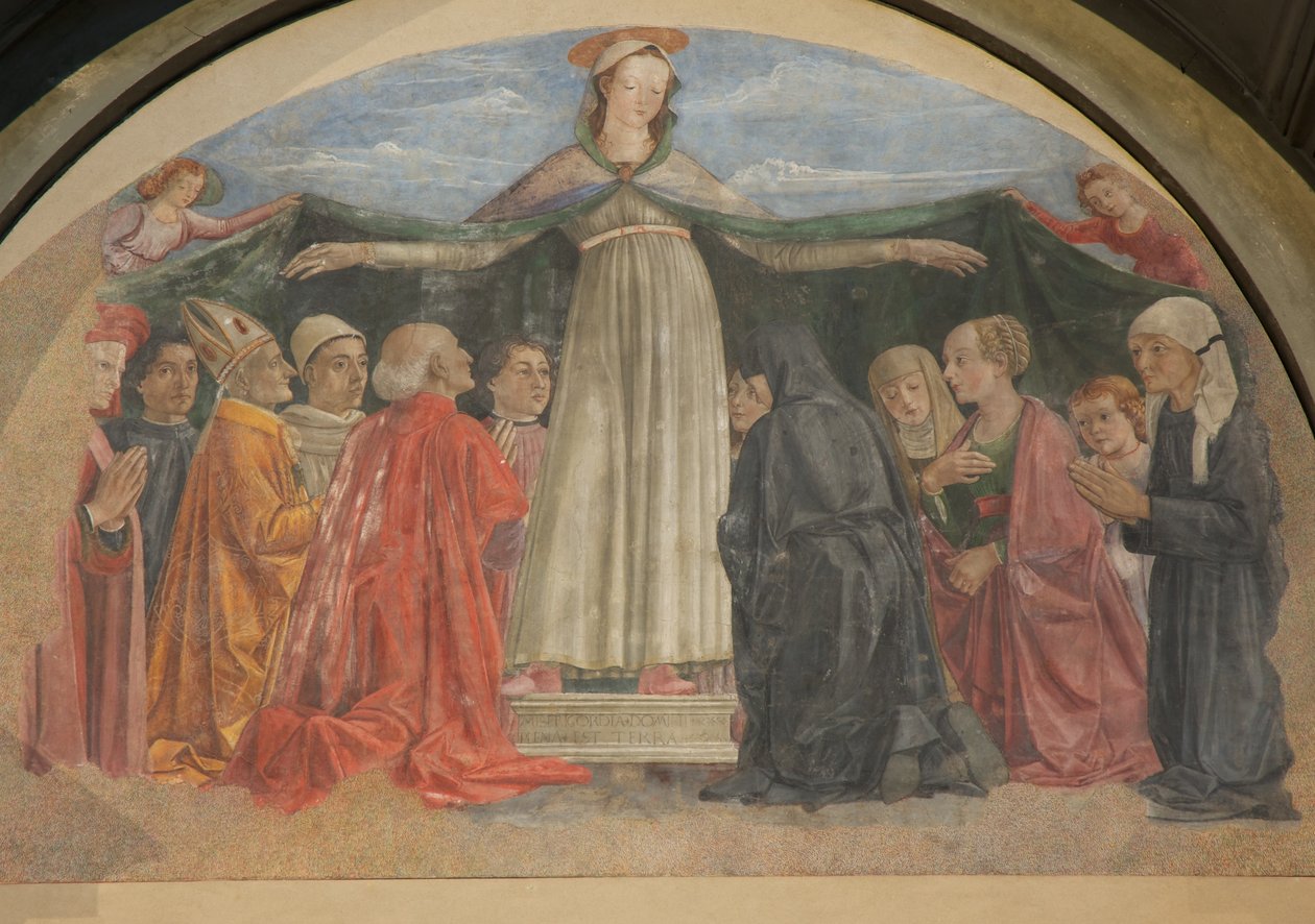 Fresko af Madonna della Misericordia, Vespucci Chapel, Ognissanti, Firenze, Italien (foto) af Unbekannt