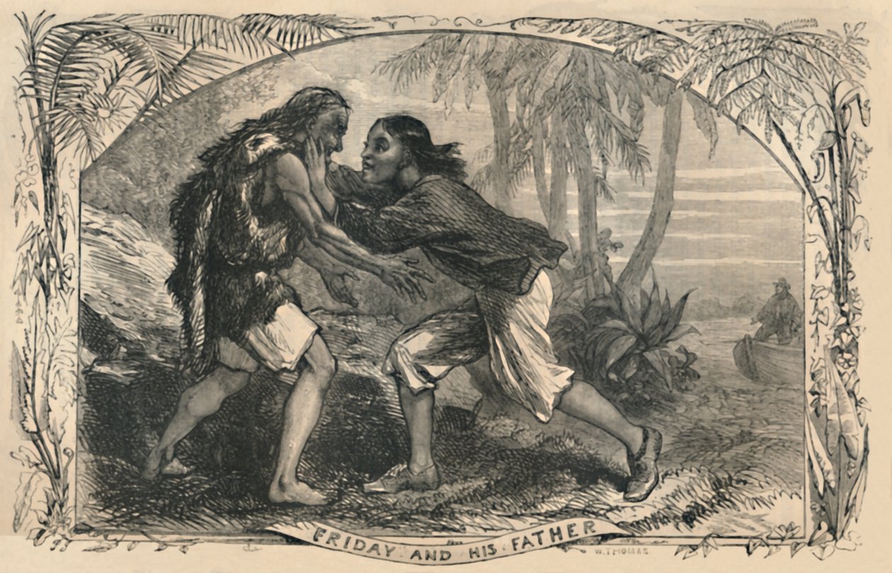 Fredag og hans far, c1870 af Unbekannt