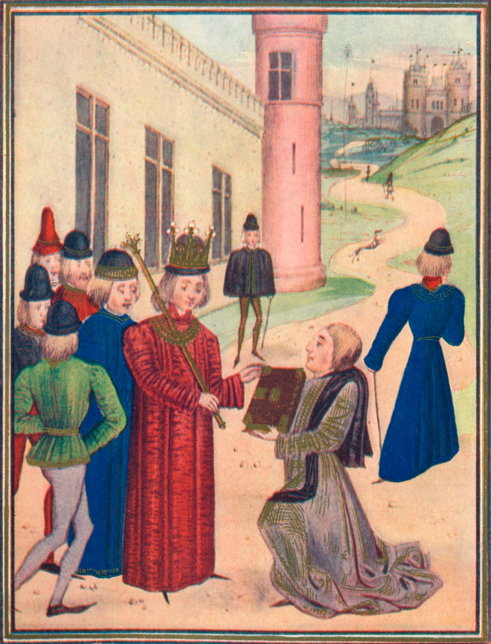 Froissart præsenterer sin bog med kærlighedsdigte til Richard II i 1395, 1905 af Unbekannt