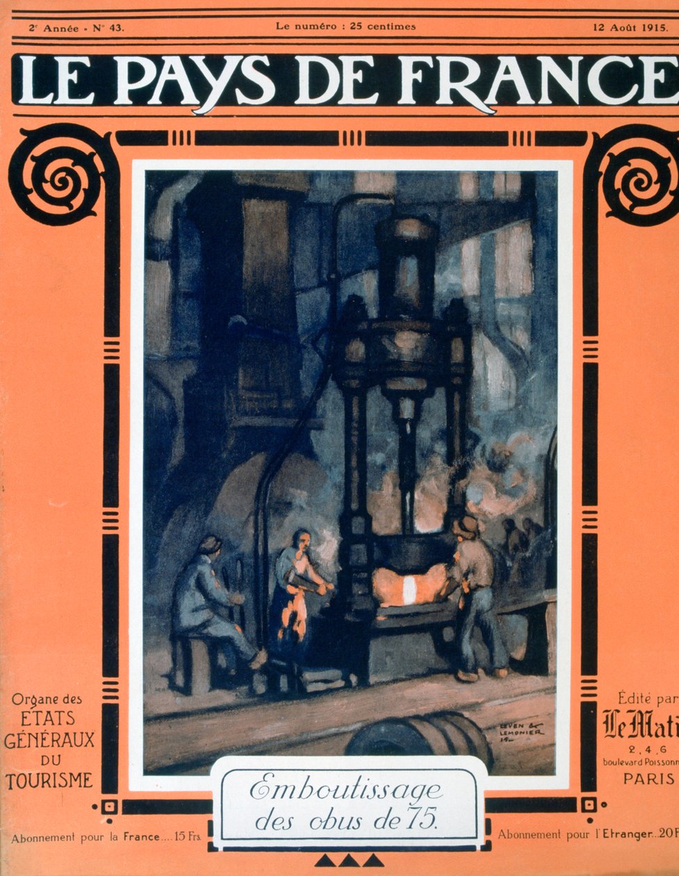 Forside af Le Pays de France, 12. august 1915 af Unbekannt