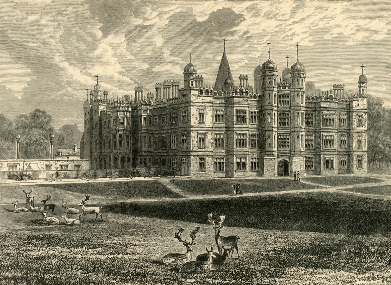 Forsiden af Burghley House, 1898. af Unbekannt