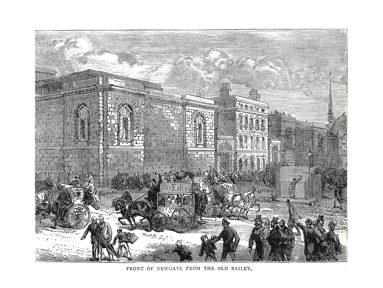 Forsiden af Newgate fra Old Bailey, 1878 af Unbekannt