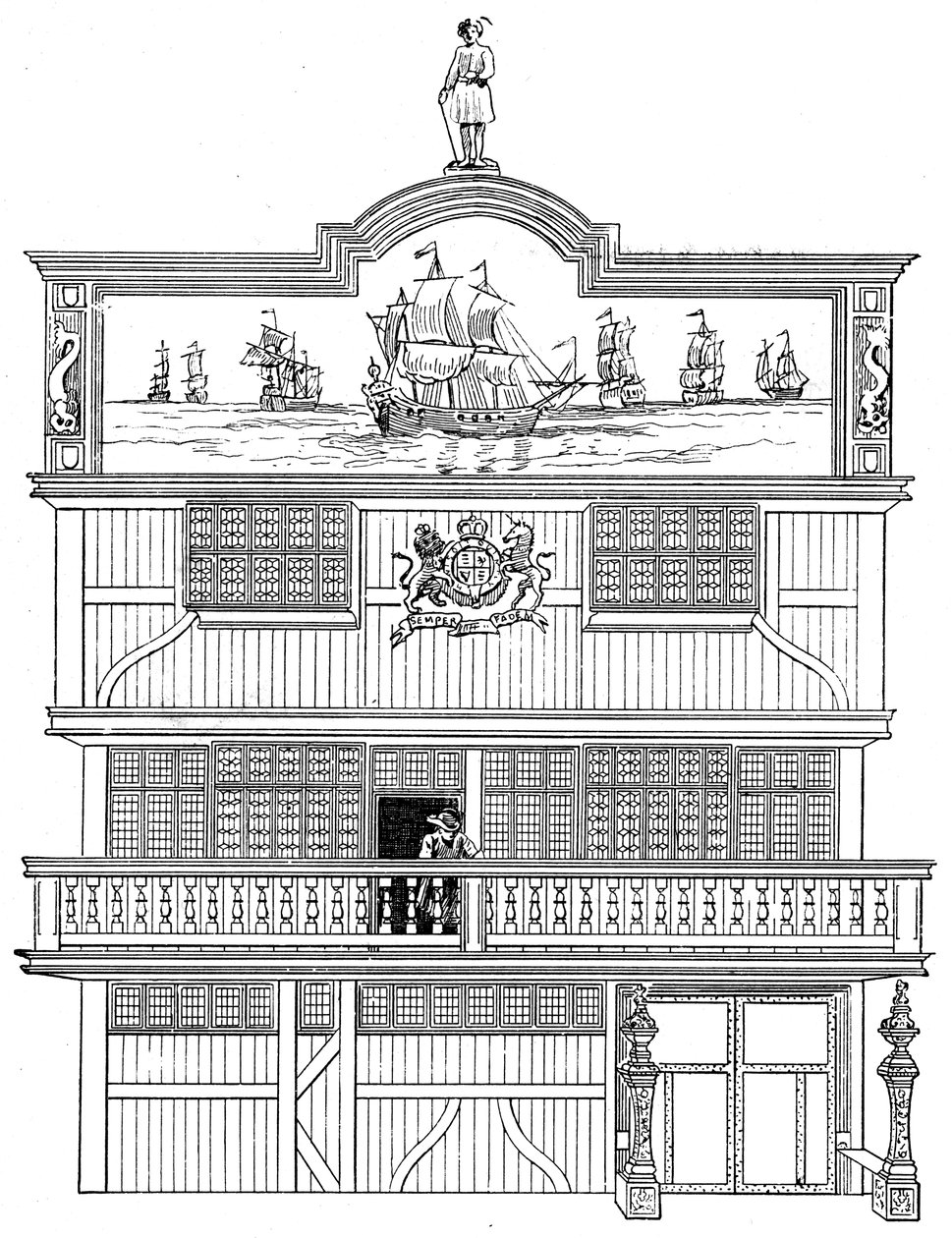 Forsiden af det gamle East India House, London, 1894 af Unbekannt