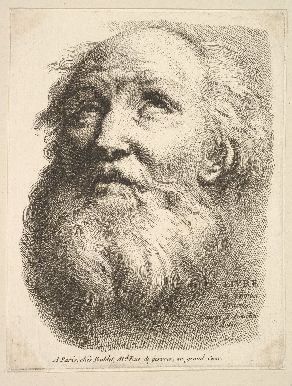 Frontispice: Head of a Bearded Man, fra Livre de Têtes Gravées dapres F. Bouch..., 1700-tallet. af Unbekannt