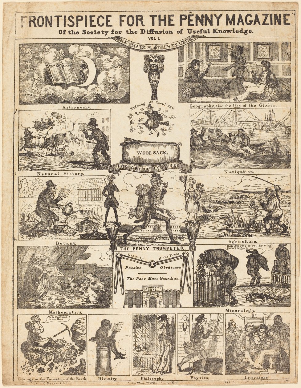Frontispice for Penny Magazine of the Society for the Diffusion of Knowledge: Vo, 19th cent. af Unbekannt