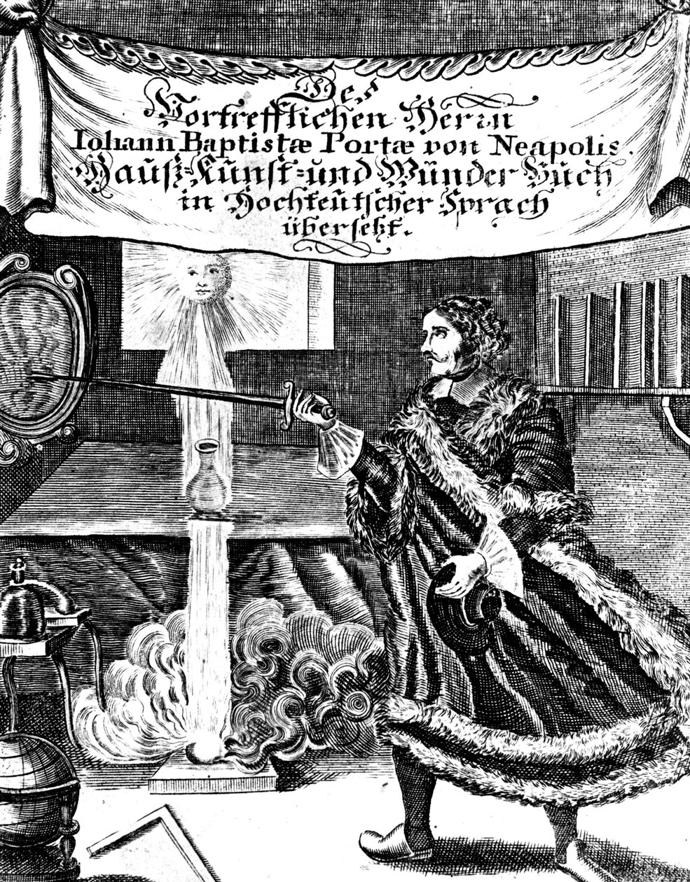 Frontispice af Magia Naturalis af Johannes Baptista della Porta, 1715 af Unbekannt