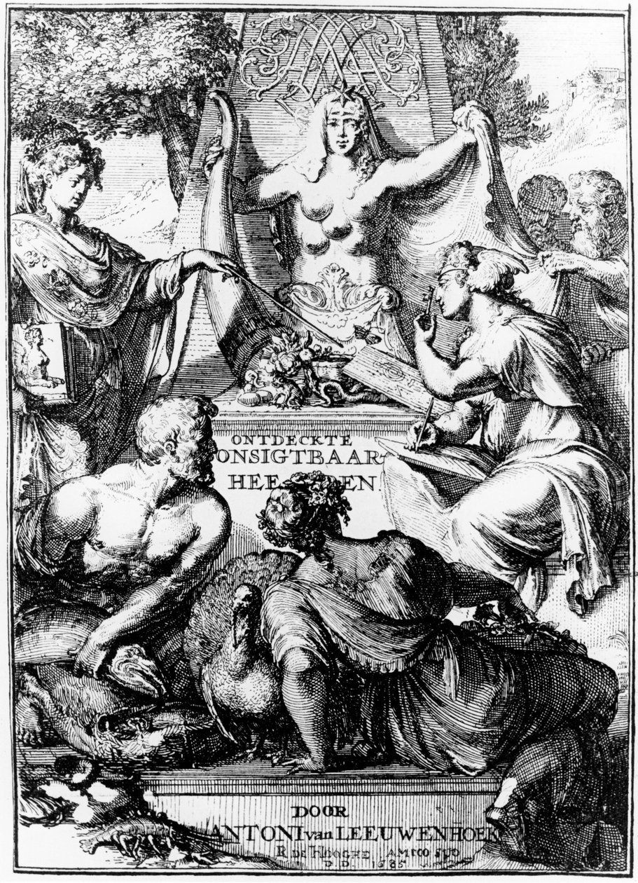 Frontispice of Emptying and Covering... Letters af Anton van Leeuwenhoek, 1686 af Unbekannt