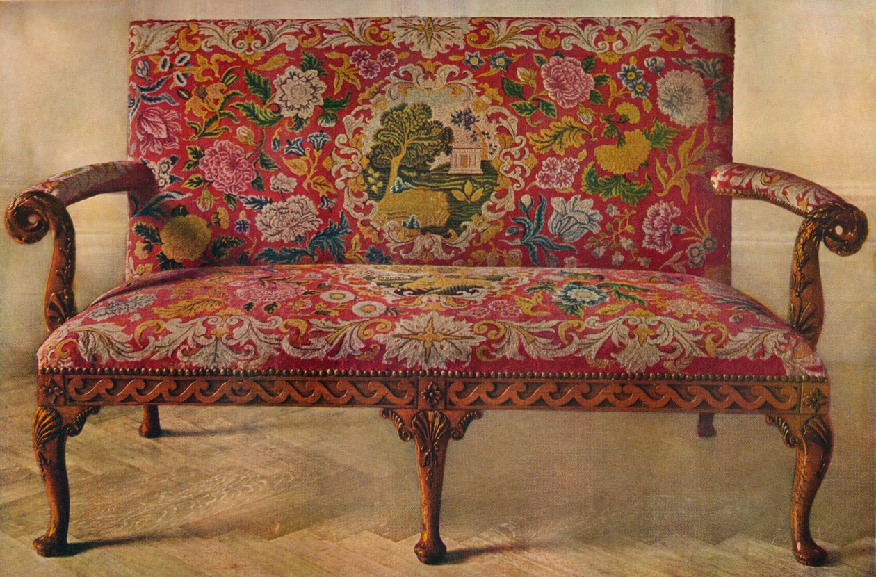 Frugttræ-sofa med broderi, begyndelsen af det 18. århundrede, 1929 af Unbekannt