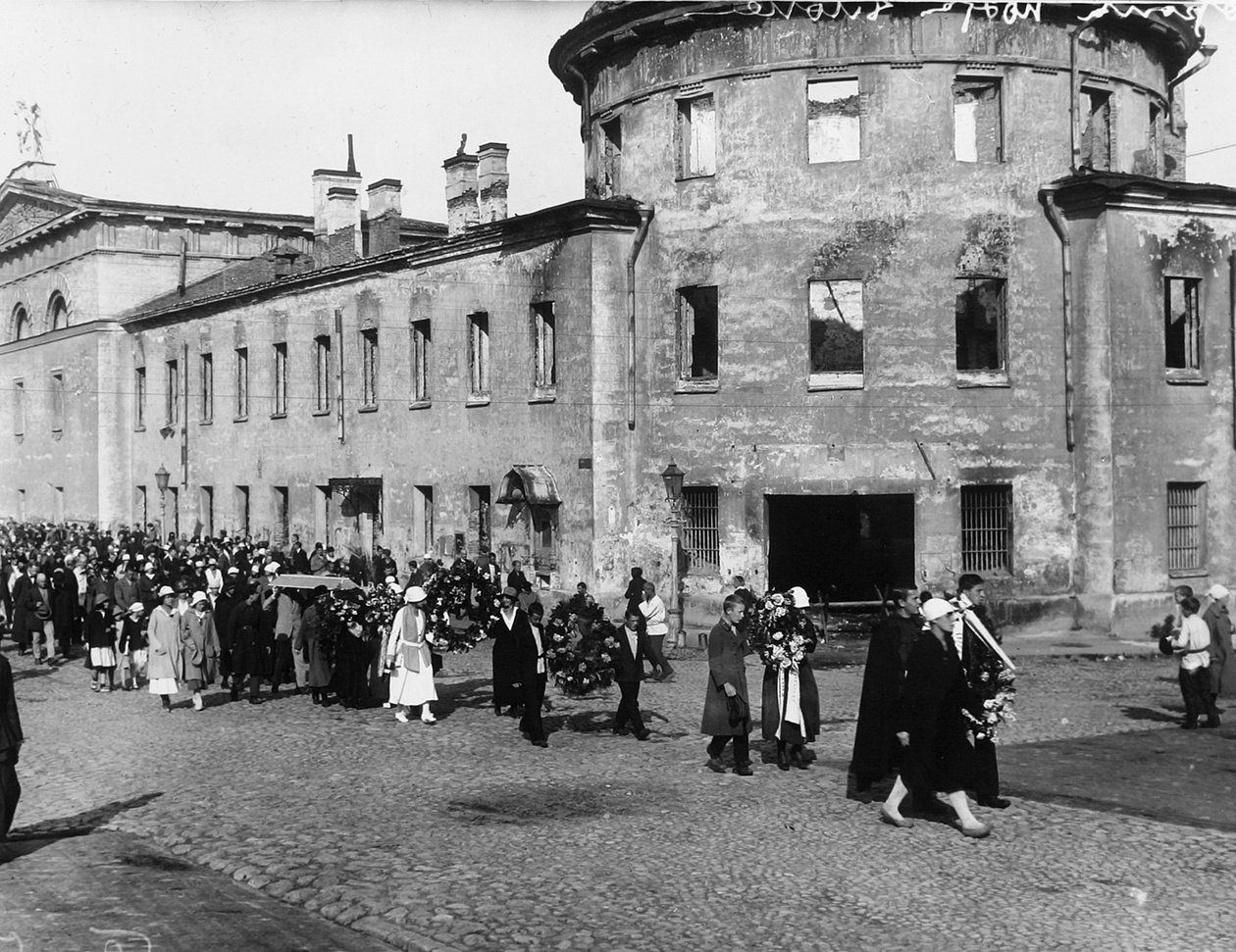 Digteren Alexander Bloks begravelsesoptog, Petrograd, Rusland, 10. august 1921 af Unbekannt