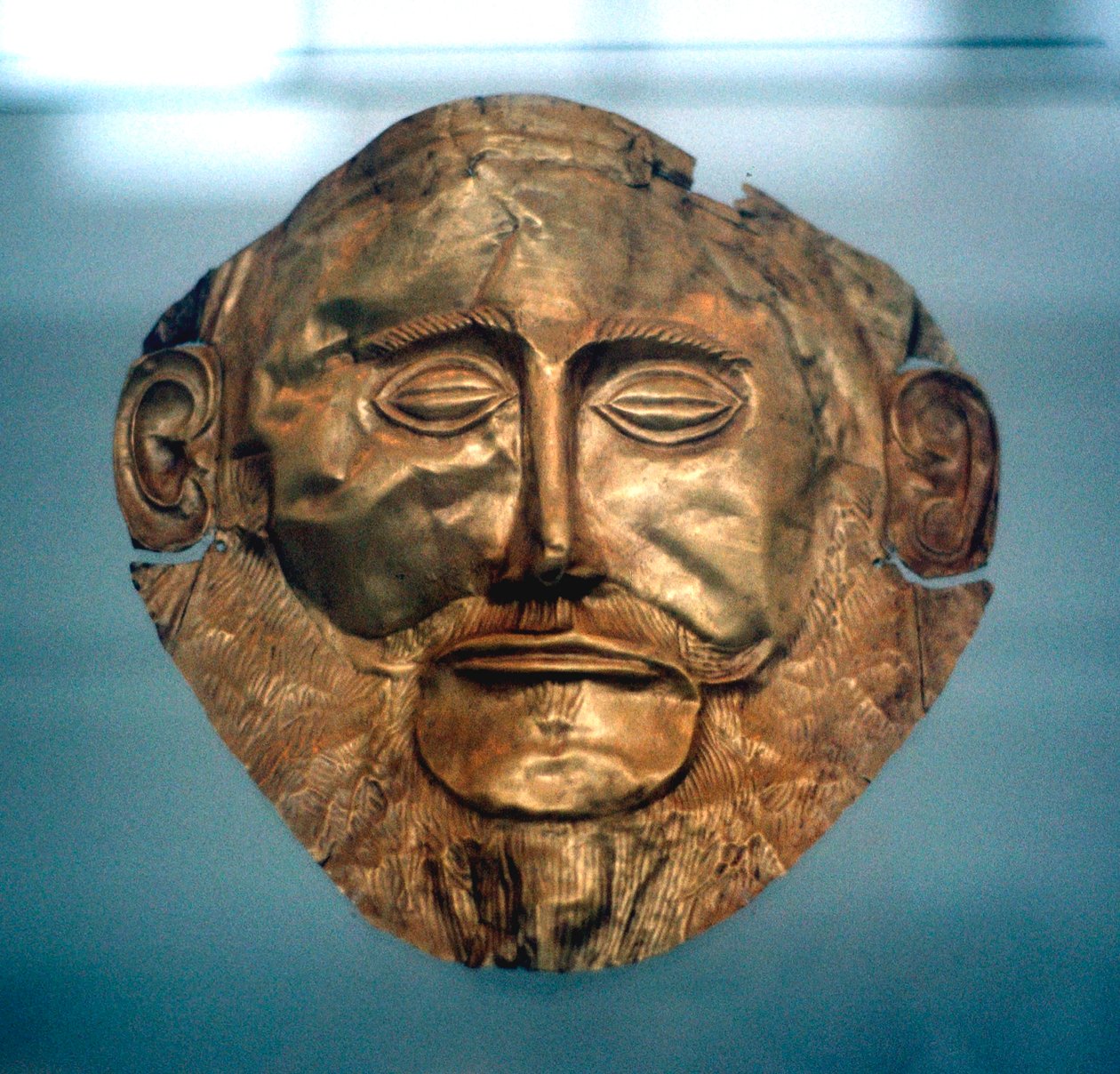 Begravelsesmaske af Agamemnon, legendarisk konge af Mykene, c1600-c1500 f.Kr. af Unbekannt