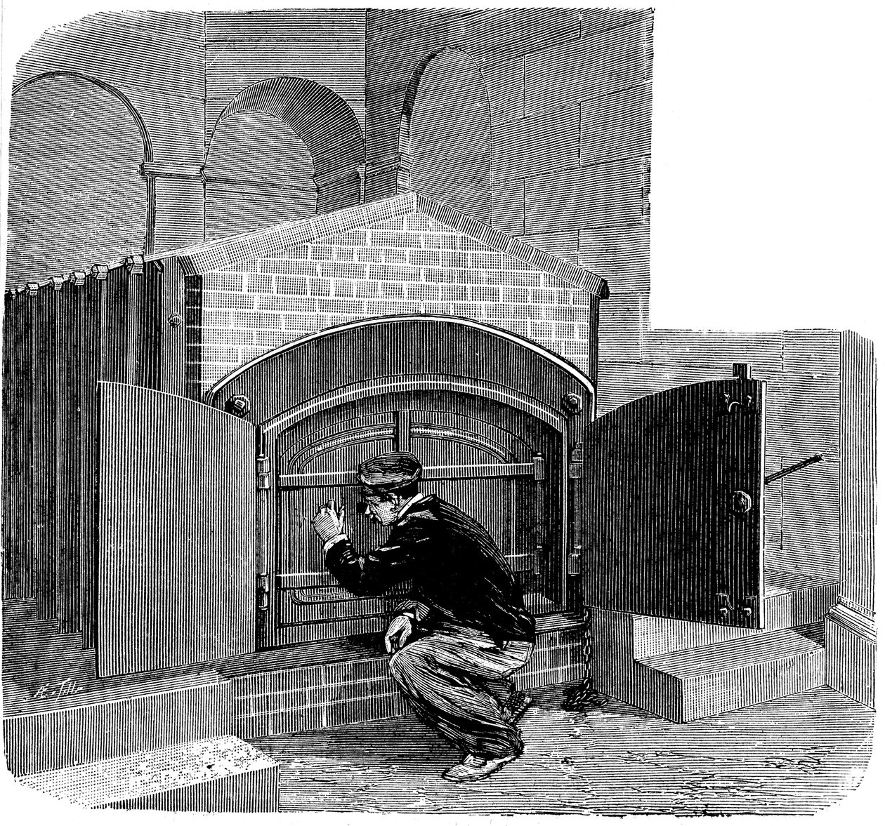 Ovn af den type, der skal installeres i Pere la Chaise-krematoriet, Paris, 1888 af Unbekannt