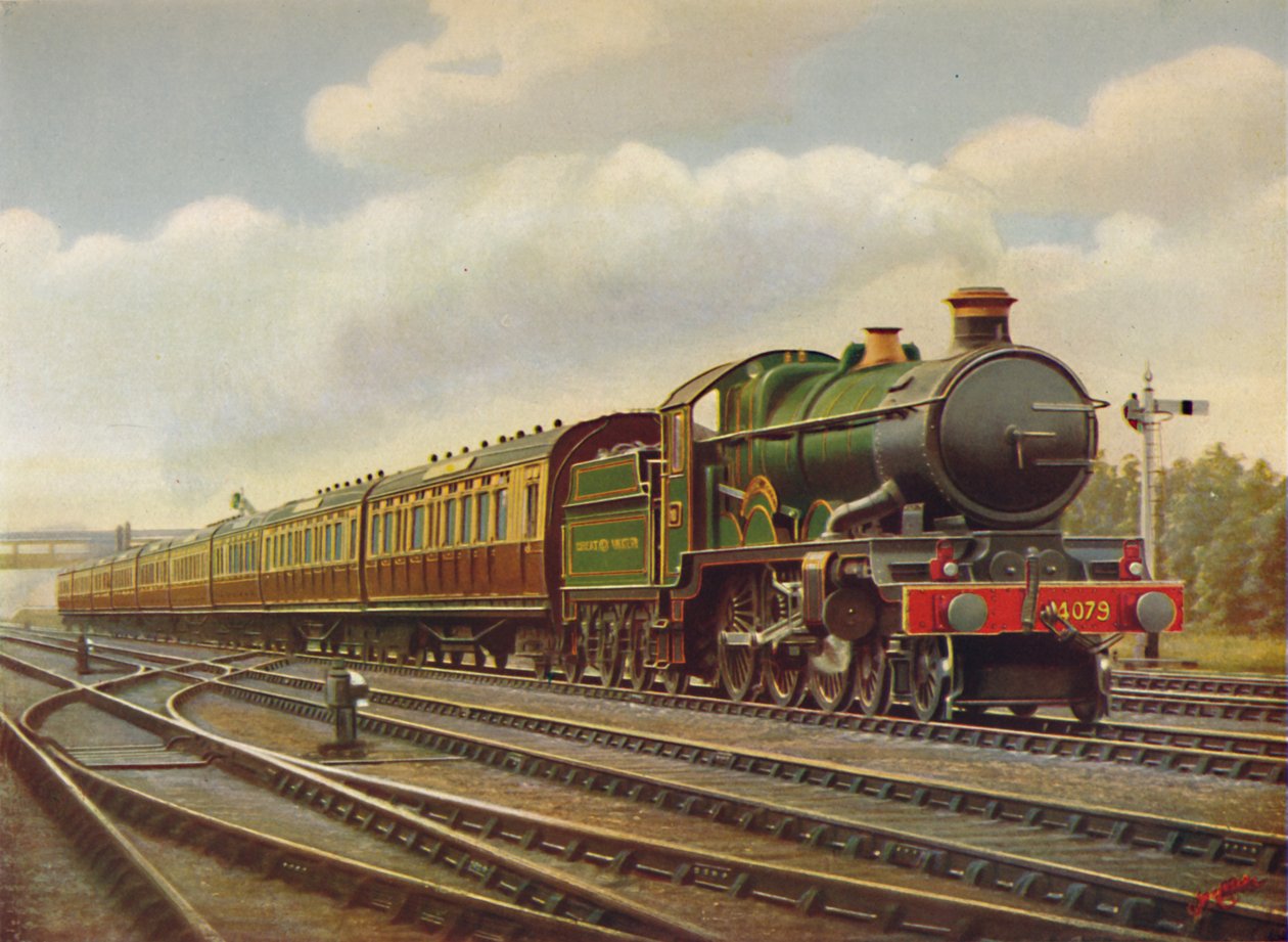 G.W.R. Cornish Riviera Limited Express ved fuld hastighed,- Engine Pendennis Castle., 1926 af Unbekannt