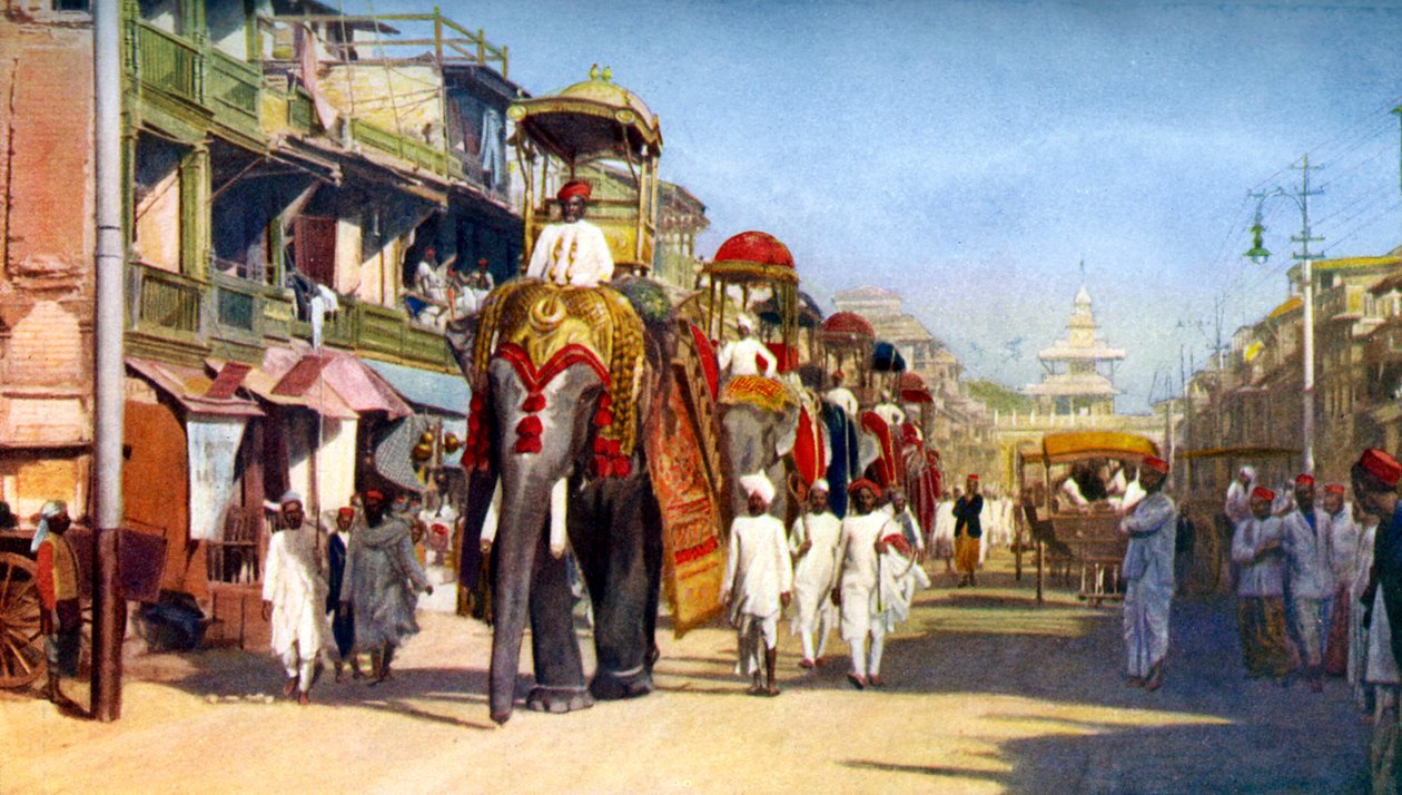 Gaekwars statselefanter, Manipuri Bazaar, Bombay, Indien, c1924 af Unbekannt