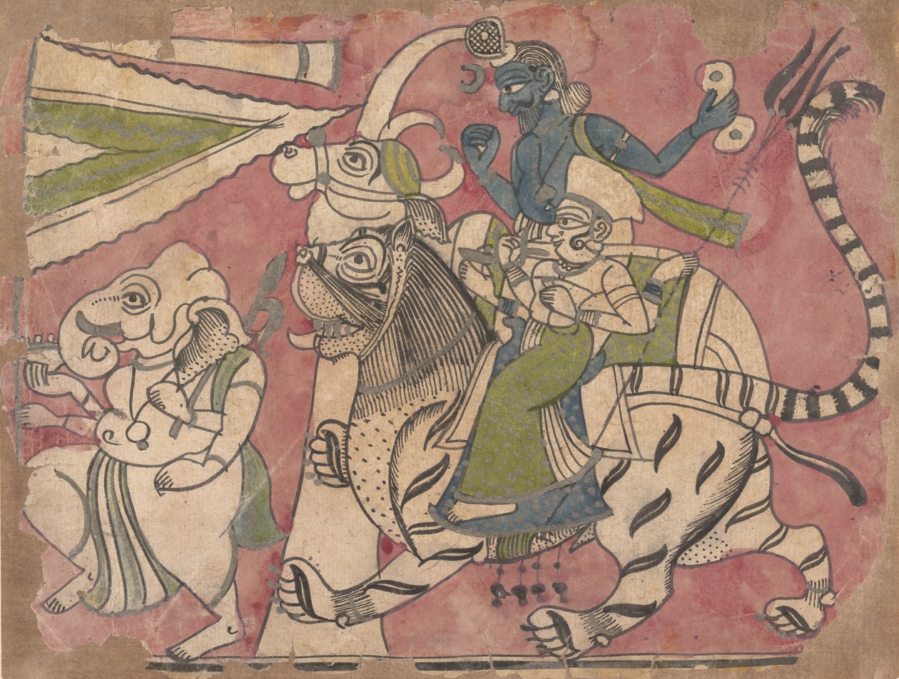 Ganesha leder Shiva og Durga i procession, 1700-tallet. af Unbekannt