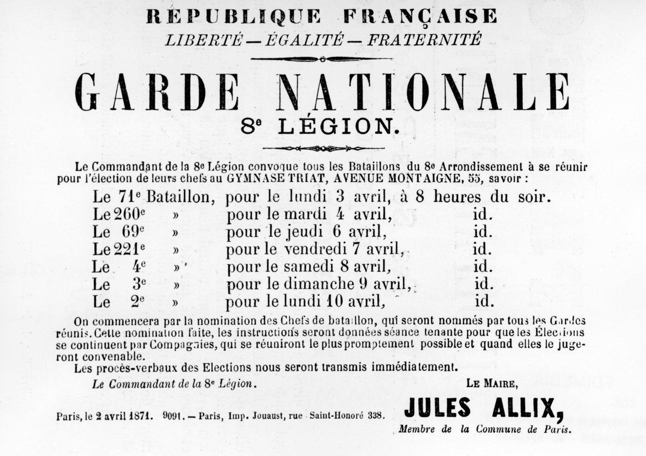 Garde Nationale 8. Legion, fra franske politiske plakater af Pariserkommunen, maj 1871 af Unbekannt