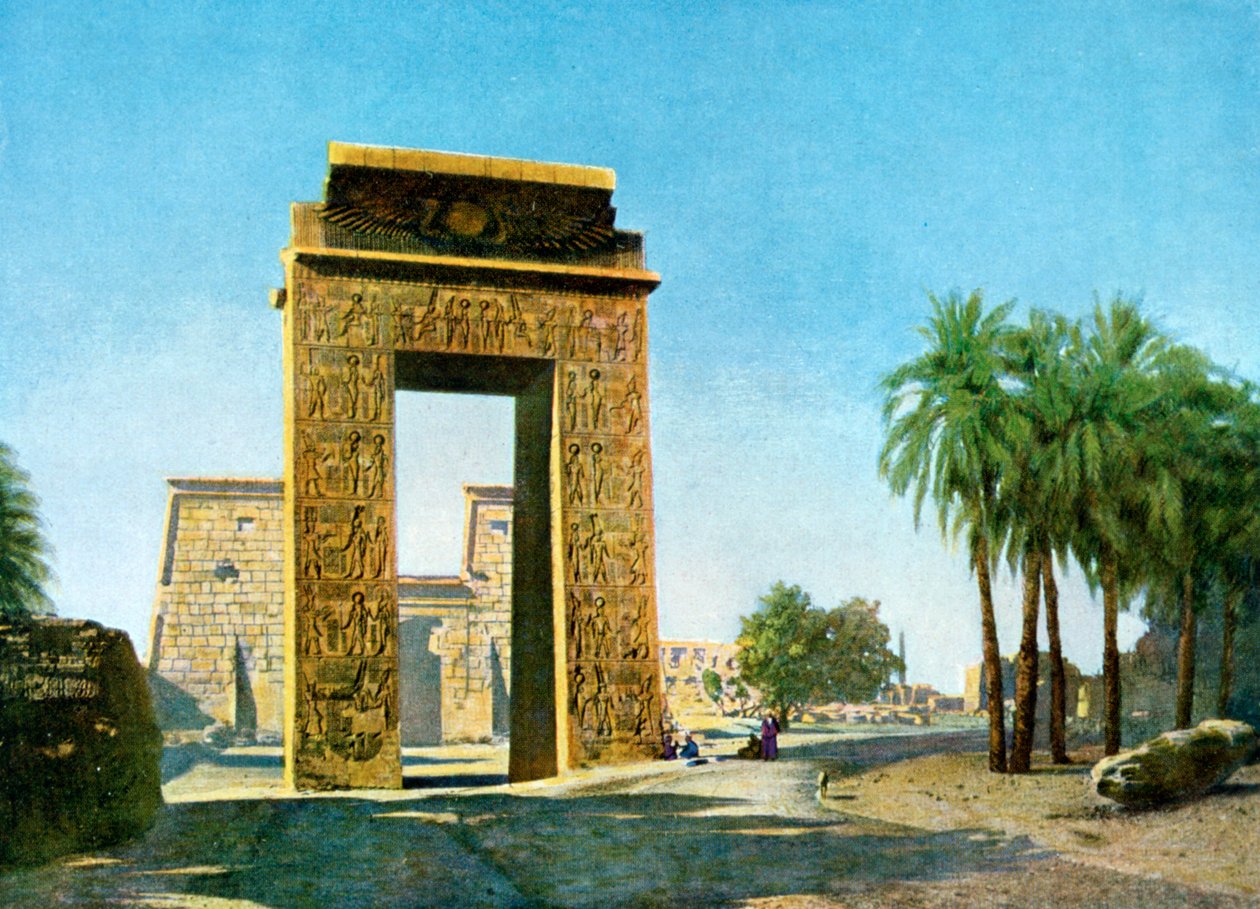Port foran Khonsu-templet, Karnak, Egypten, 20. århundrede af Unbekannt