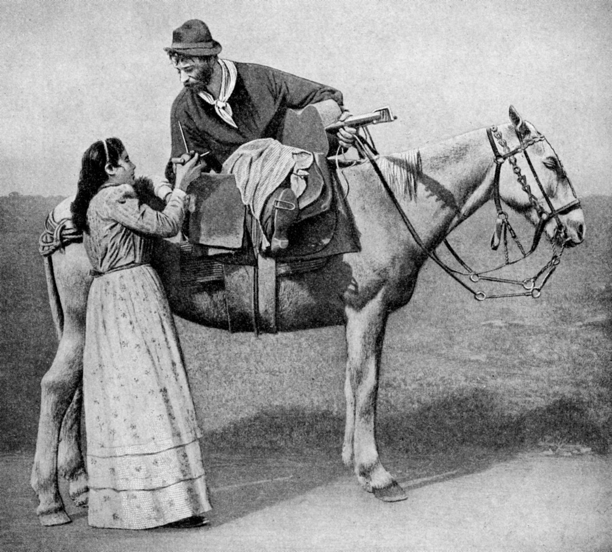 Gaucho-kæreste bytter makkerkopper, Argentina, 1922 af Unbekannt