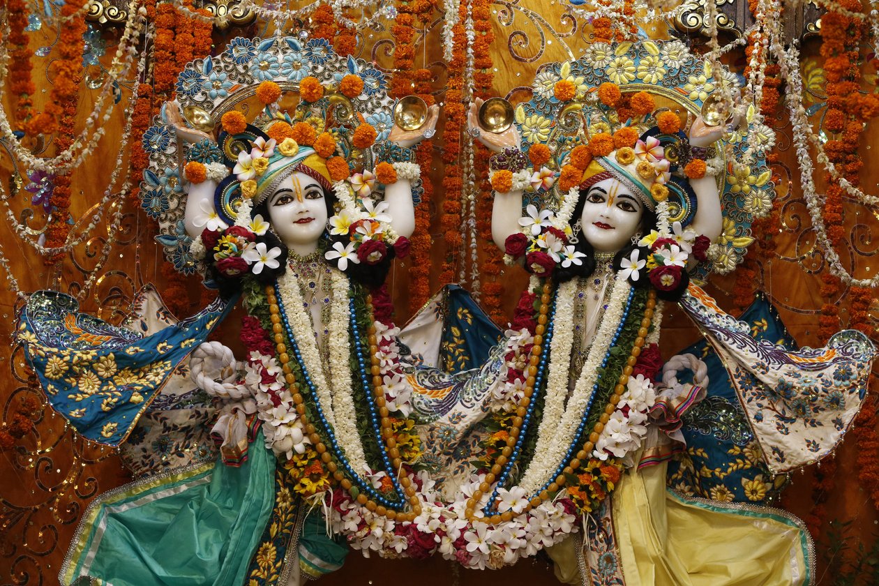 Gaura Neeta Murthys i Krishna-Balaram-templet, Veerindavam. Indien af Unbekannt