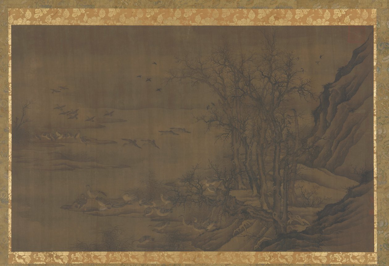 Gæs ved Dawn on a Misty River, 1400-tallet. af Unbekannt