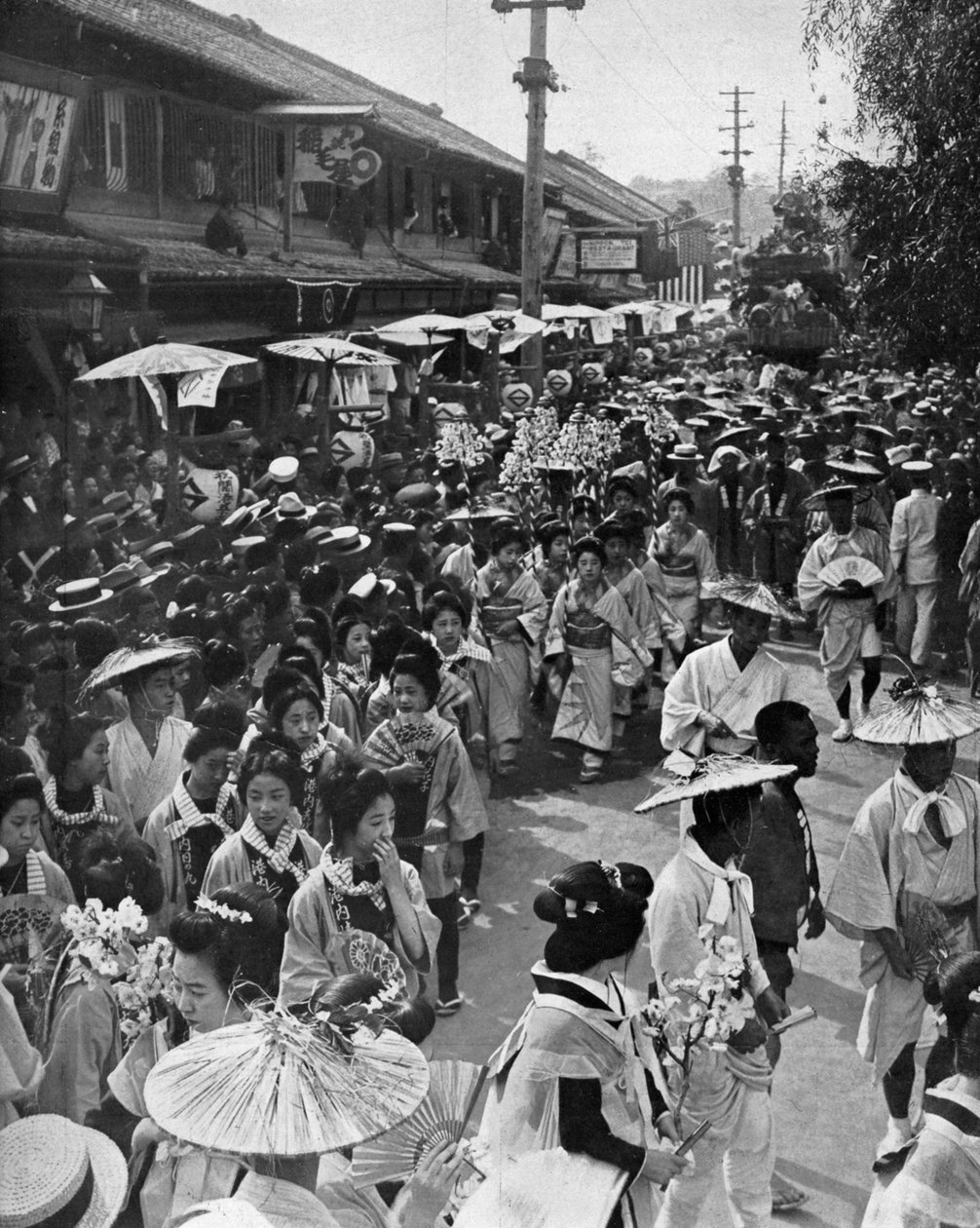 Geisha procession, Yokohama Jubilee, Japan, 1909 af Unbekannt