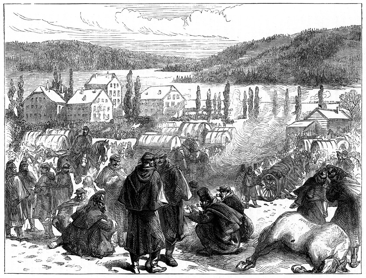General Bourbakis besejrede den franske hær i Schweiz, februar 1871 af Unbekannt