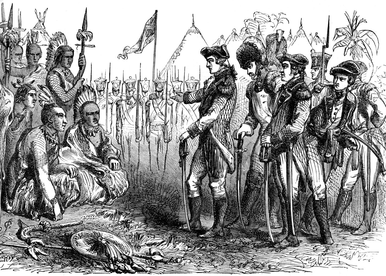 General Burgoyne taler til indianerne, 1777 c1880 af Unbekannt