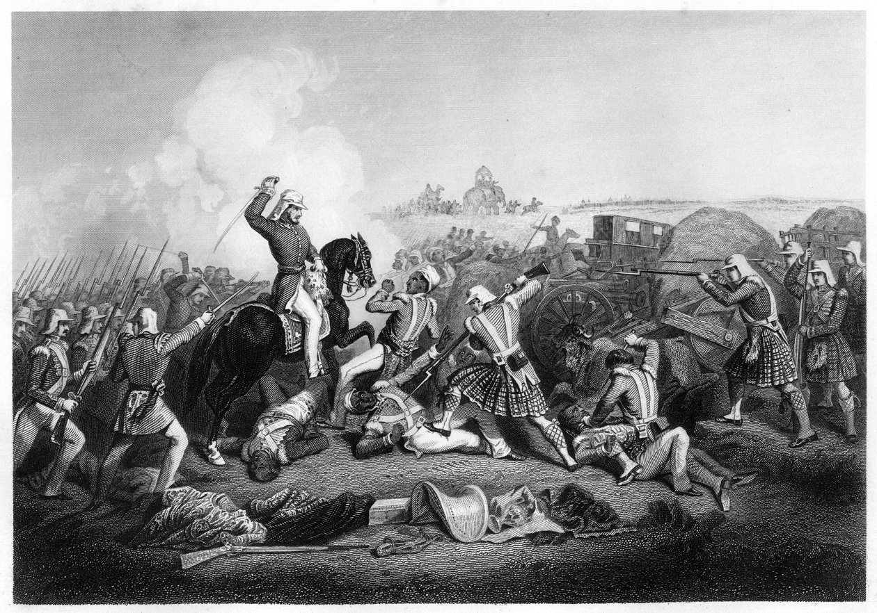 General Havelocks angreb på Nana Sahib ved Futtypore, 1857, c1860 af Unbekannt