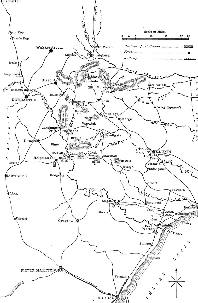 Generel plan for operationerne i Zululand, 1879, c1880 af Unbekannt