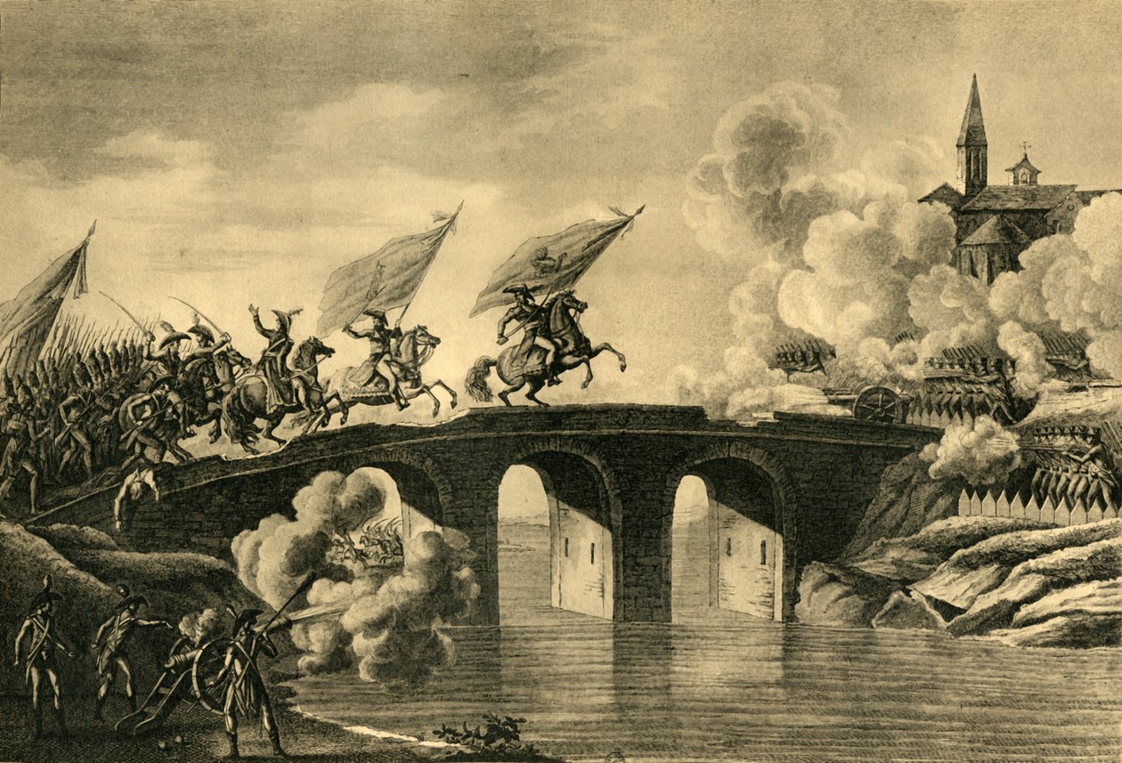 Generalerne Bonaparte og Augereau stormer broen ved Arcola, november 1796, 1921. af Unbekannt