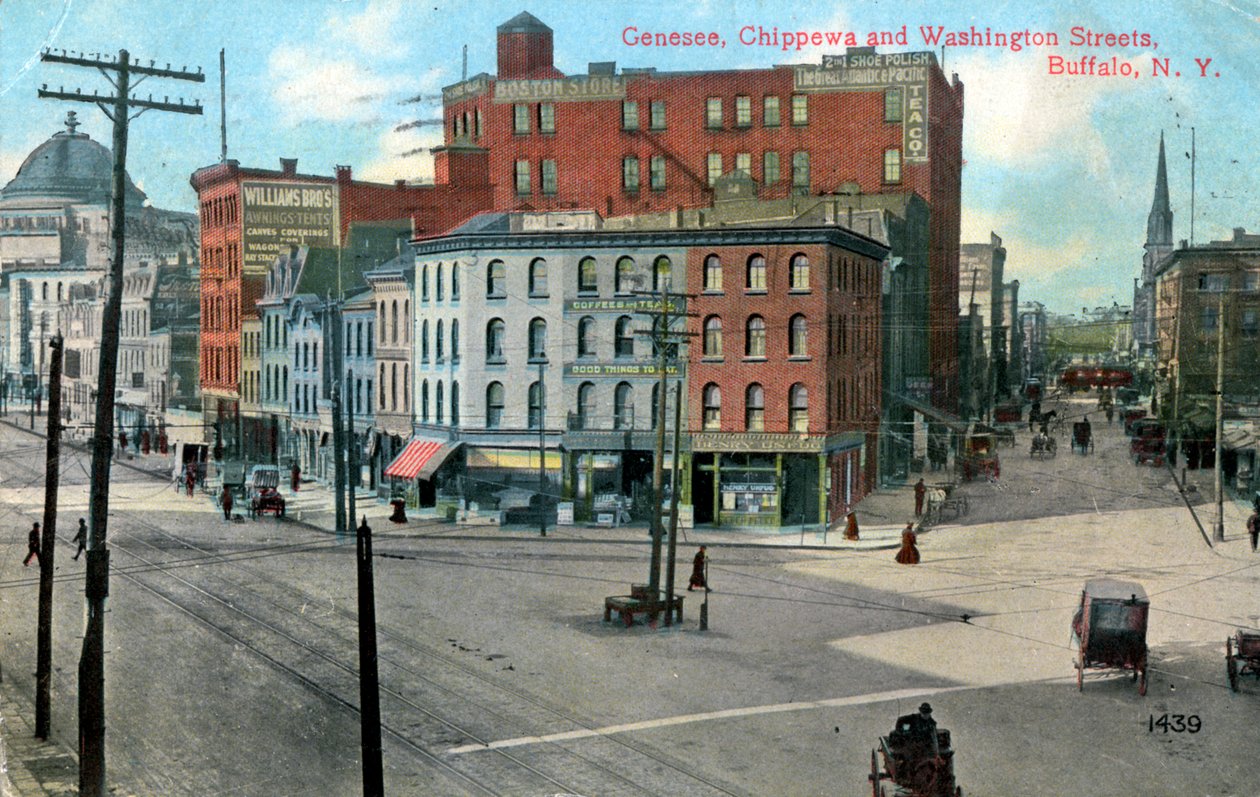 Genesse, Chippewa og Washington Streets, Buffalo, New York, USA, c1910 af Unbekannt