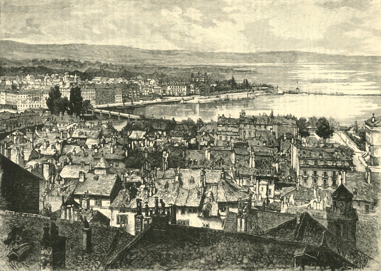 Genève, Ser mod søen, 1890. af Unbekannt