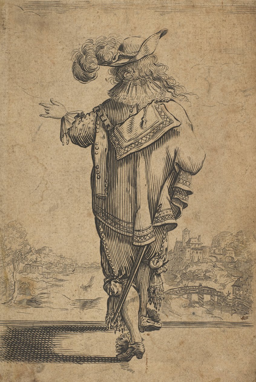 Gentleman set bagfra, der indikerer et landskab, efter 1629. af Unbekannt