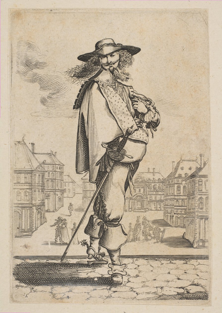 Gentleman with a Sword Before Some Buildings, 1629. af Unbekannt