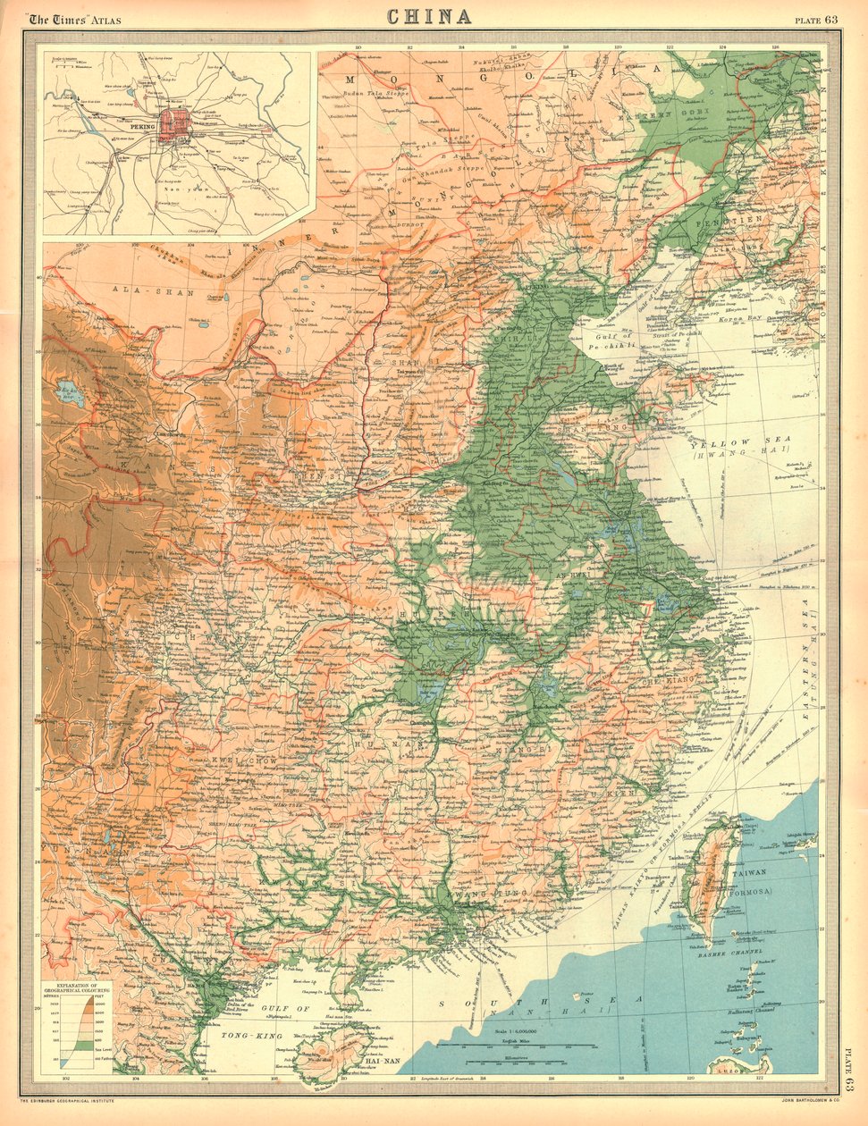 Geografisk kort over Kina af Unbekannt