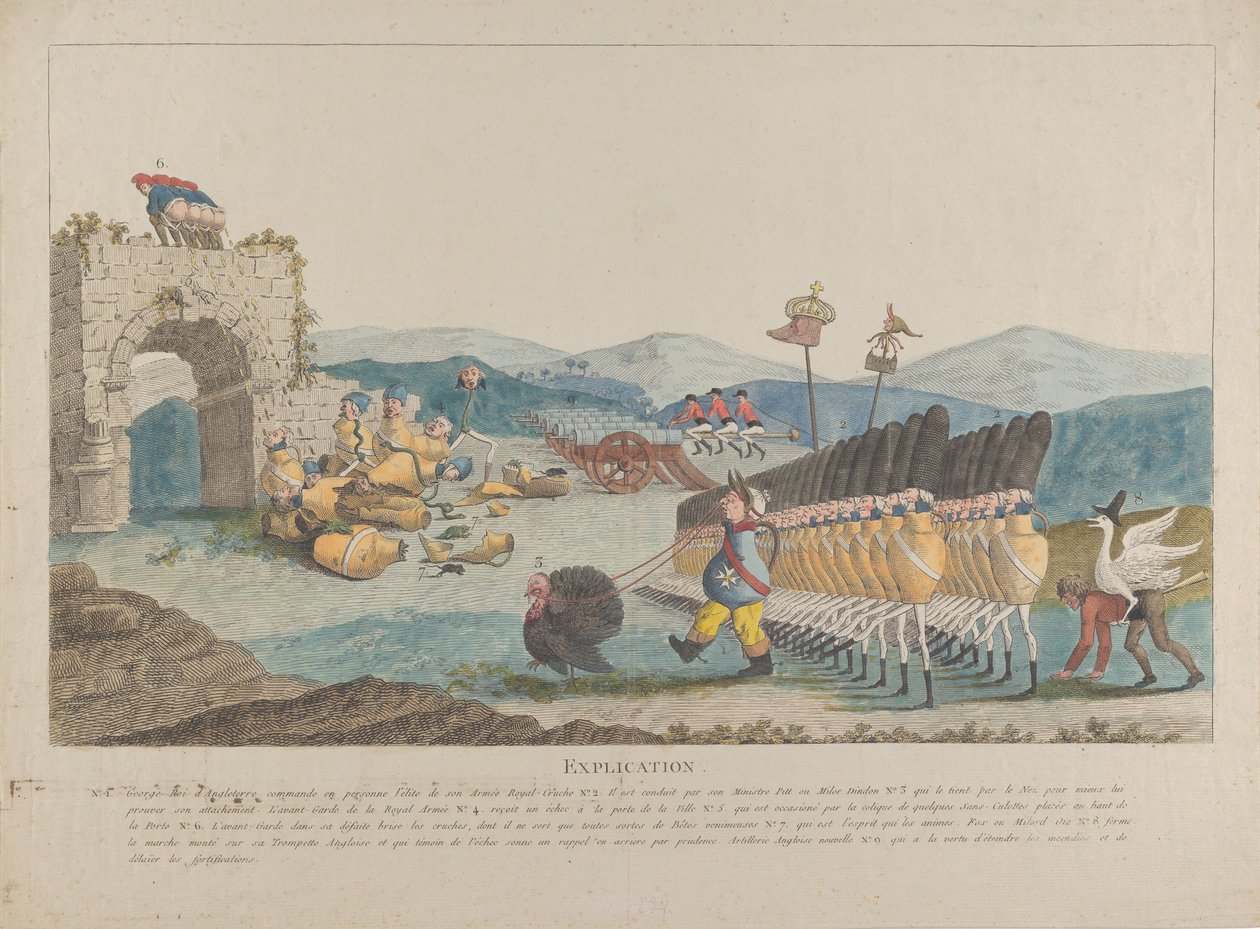 George III leder en hær af kander, 1794. af Unbekannt