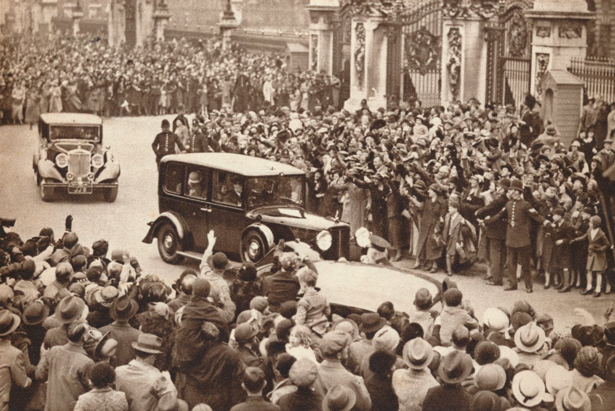 George VI og dronning Elizabeth forlader Buckingham Palace for at holde ferie i Windsor, 1937 af Unbekannt