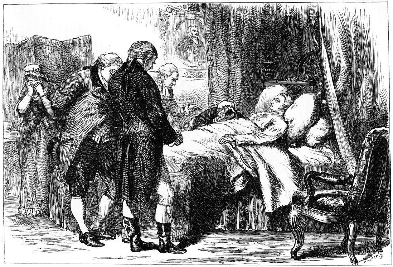George Washington på sit dødsleje, Mount Vernon, Virginia, USA, 1799 c1880 af Unbekannt